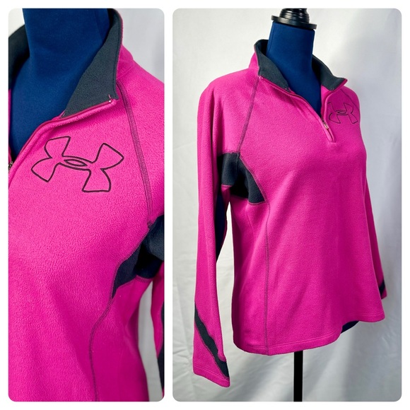 EUC Under Armour Pink/Purple Fleece 1/2 Zip Running Pullover Sweater - Picture 1 of 15